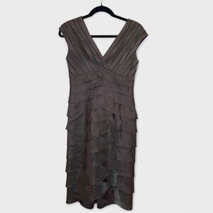 Adrianna Pappell cocktail dress, brown, flutter skirt,‎ size 4